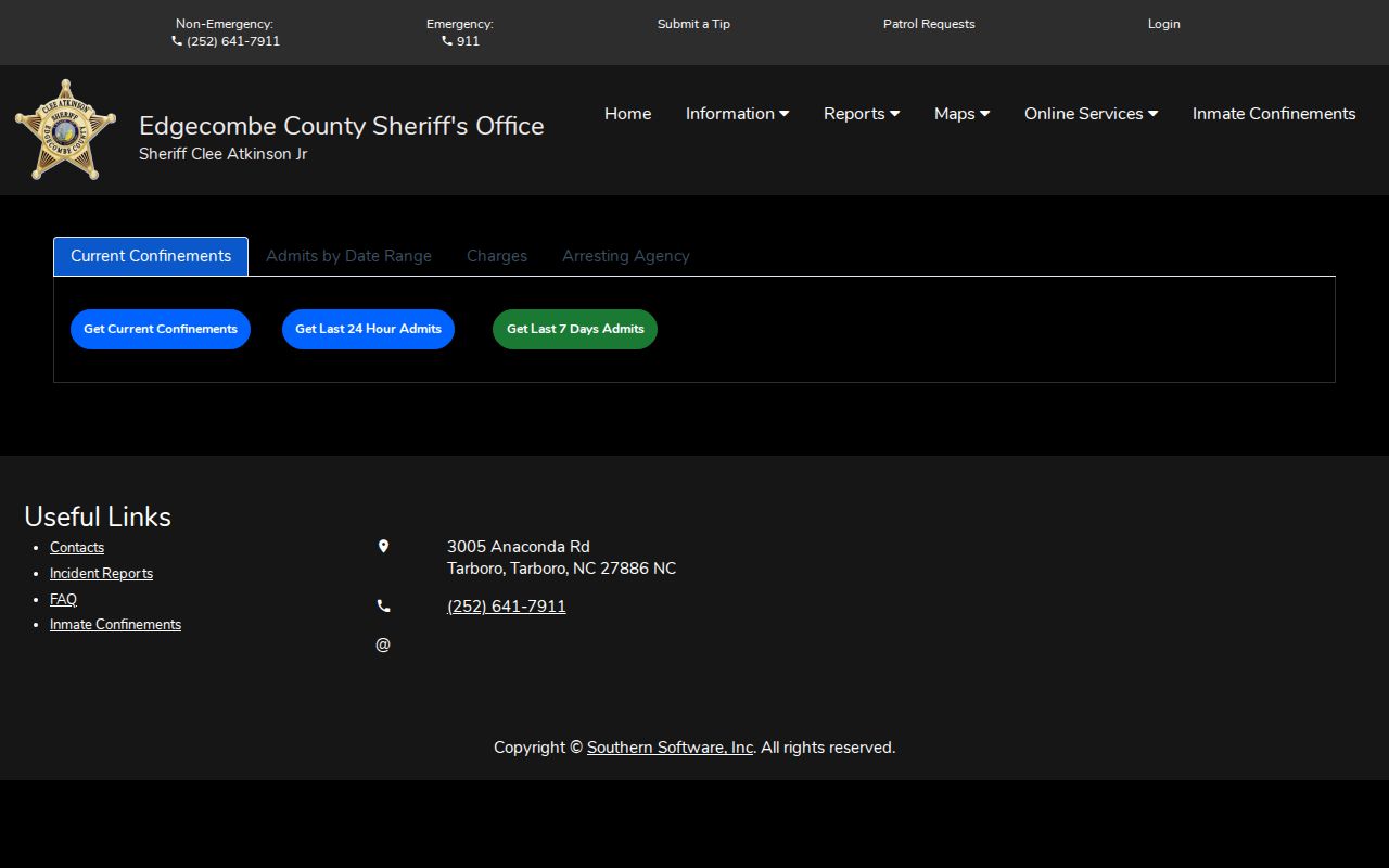 Edgecombe County Citizen Connect booking search and admit records